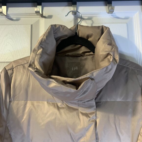 J Jill Women's Down Puffer Jacket Size SP PS Petite Small Gold High Neck Winter - Picture 6 of 10